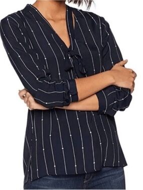 Rails Rhea Star Striped Tie Neck Blouse